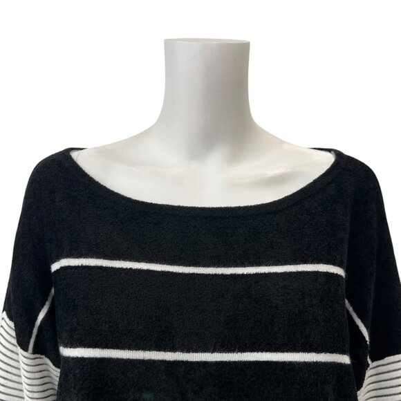 St. John Black White Striped Pullover Jumper Sweater size XL - Picture 2 of 10